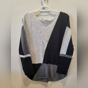 INC International Concepts Black Grey Abstract Sweater Tunic